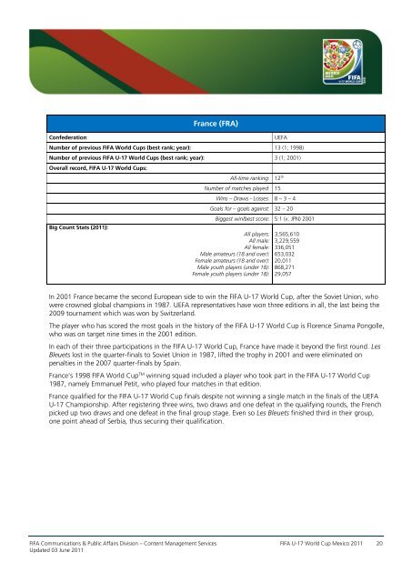 FIFA U-17 World Cup Mexico 2011 Statistical Kit: Event edition