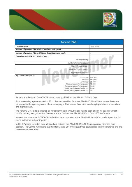 FIFA U-17 World Cup Mexico 2011 Statistical Kit: Event edition