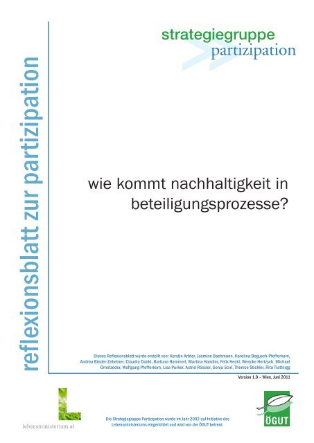 zum Reflexionsblatt - Partizipation