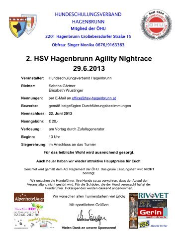 2. HSV Hagenbrunn Agility Nightrace 29.6.2013 - ÃHU