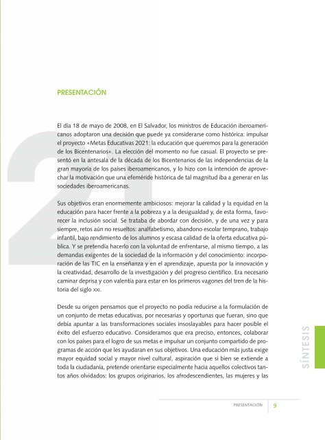 SINTESIS (112 paginas):METAS 2021 - OEI