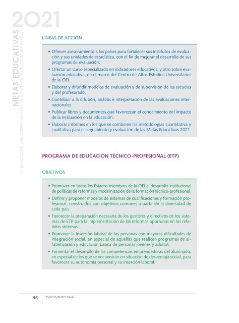 SINTESIS (112 paginas):METAS 2021 - OEI