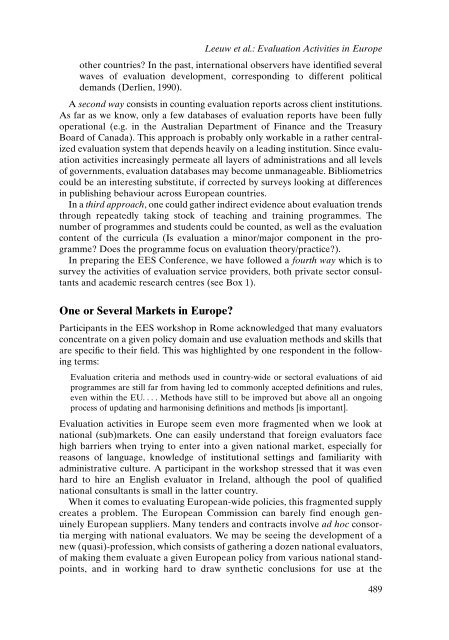Evaluation Activities in Europe: A Quick Scan of the Market in ... - OEI