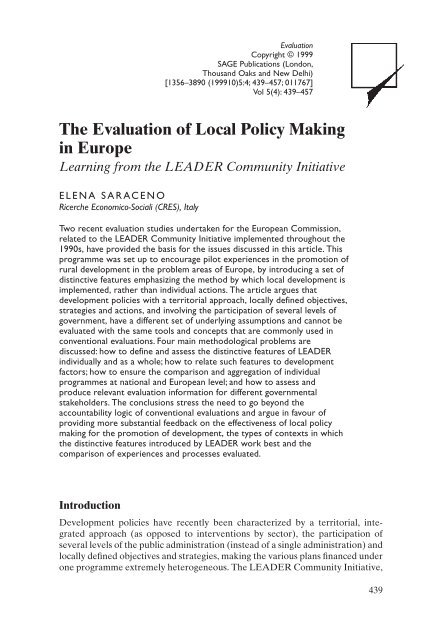 The Evaluation of Local Policy Making in Europe - OEI