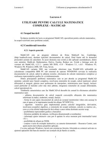 UTILITARE PENTRU CALCULE MATEMATICE COMPLEXE ...