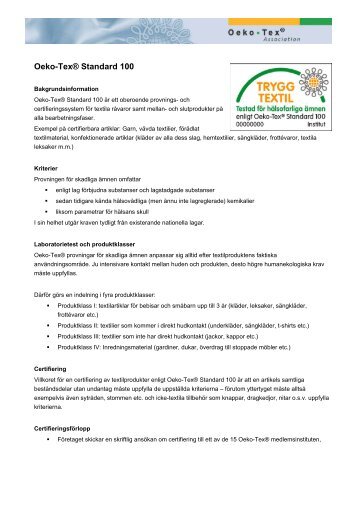 Factsheet OEKO-TEXÂ® Standard 100