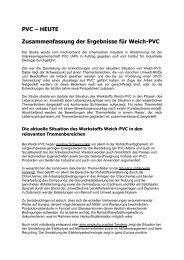 PVC œ HEUTE Zusammenfassung der Ergebnisse für Weich-PVC