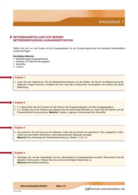 Arbeitsblatt 1 - Oekolandbau.de