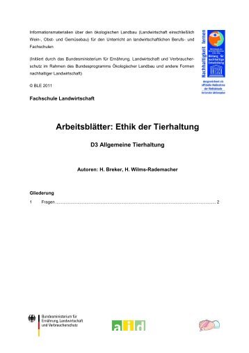 Fragen und Aufgaben zum Thema Ethik der ... - Oekolandbau.de