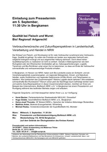 Einladung zum Pressetermin am 5. September ... - Oekolandbau.de