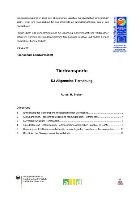 Tiertransporte [228 KB] - Oekolandbau.de