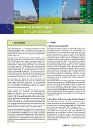 Emissionshandel oekom Position Paper - Oekom Research