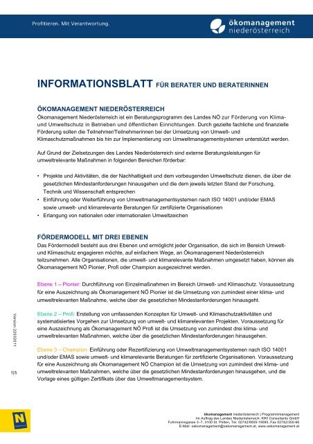 informationsblatt fÃ¼r berater und beraterinnen Ã¶komanagement ...