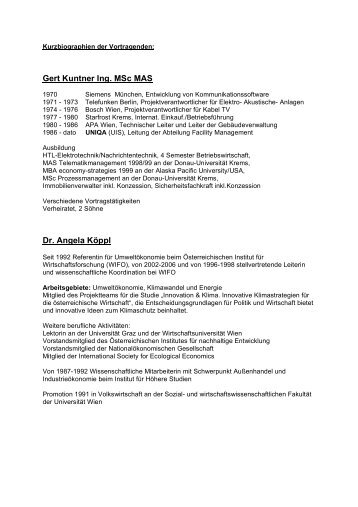 Gert Kuntner Ing. MSc MAS Dr. Angela KÃ¶ppl