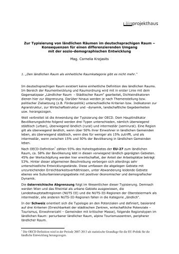 Zur Typisierung von lÃ¤ndlichen RÃ¤umen im deutschsprachigen Raum