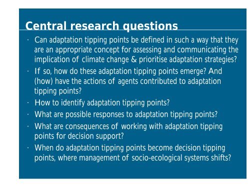 Adaptation Tipping Points and Resilience