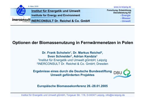 Optionen der Biomassenutzung in FernwÃ¤rmenetzen in Polen