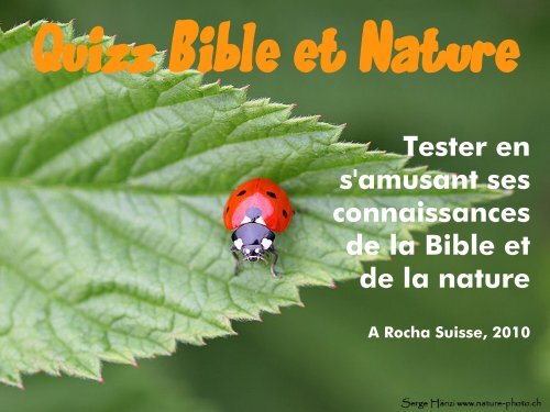 Quizz "Bible et Nature" (PDF, 7MB)