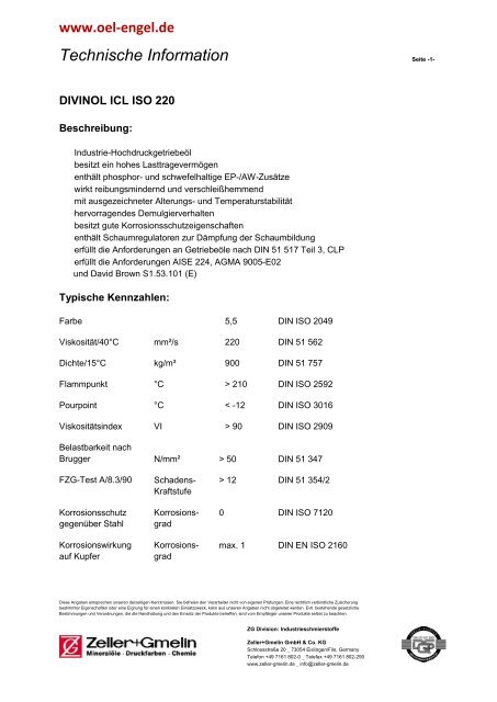 Produktblatt Divinol ICL ISO 220