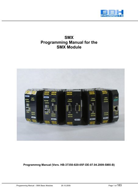 SMX Programming Manual for the SMX Module - OEM Automatic AB