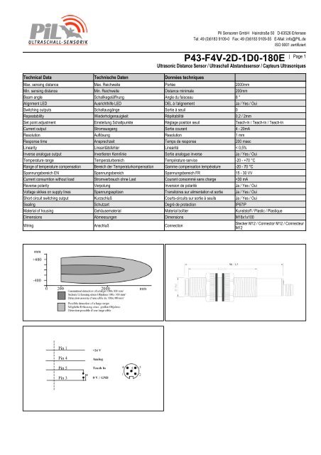 P43-F4V-2D-1D0-180E | Page 1 - PIL Sensoren GmbH