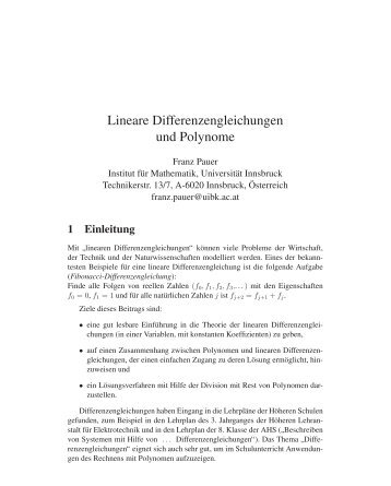 Differenzengleichungen Magazine