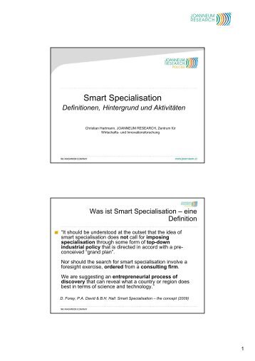Smart Specialisation: Definitionen, Hintergrund und AktivitÃ¤ten