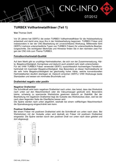 TURBEX VollhartmetallfrÃ¤ser (Teil 1) - OERTLI Werkzeuge AG