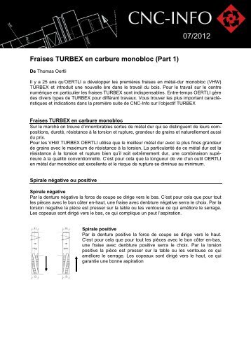 Fraises TURBEX en carbure monobloc (Part 1)