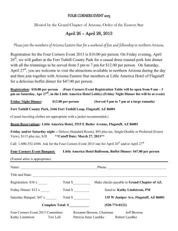FOUR CORNERS EVENT 2013 April 26 - Grand Chapter, OES