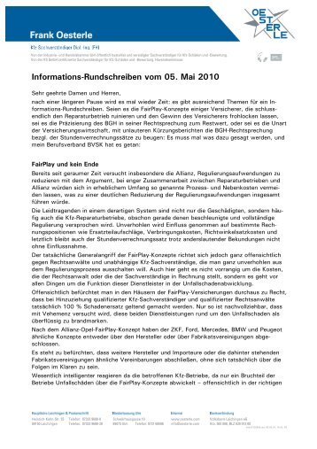 Informations-Rundschreiben vom 05. Mai 2010 - Frank Oesterle