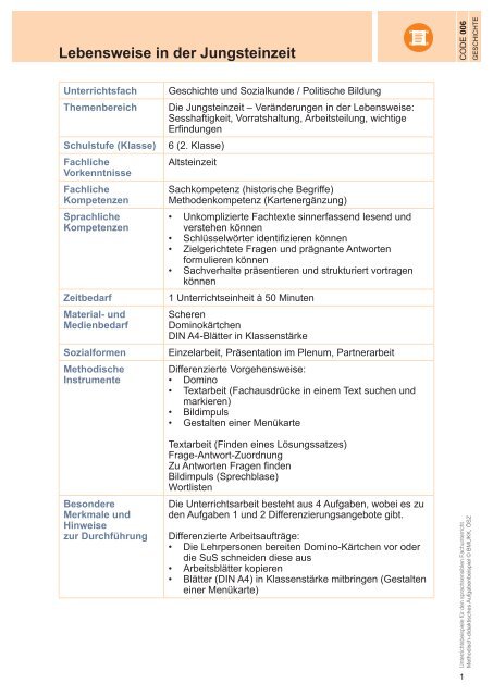 Lebensweise In Der Jungsteinzeit