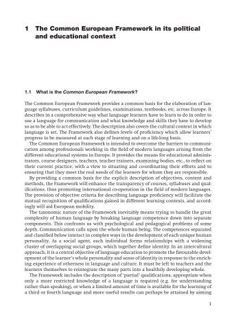 1 The Common European Framework in its political and educational ...