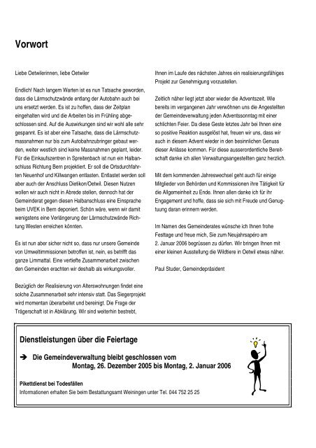 Ausgabe 4/2005 - Oetwil an der Limmat