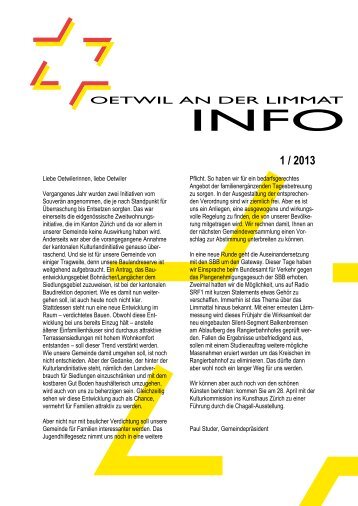 Ausgabe 1/2013 - Gemeinde Oetwil an der Limmat