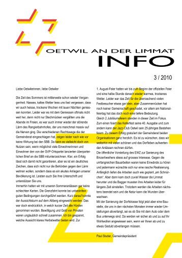 Ausgabe 3/2010 - Gemeinde Oetwil an der Limmat