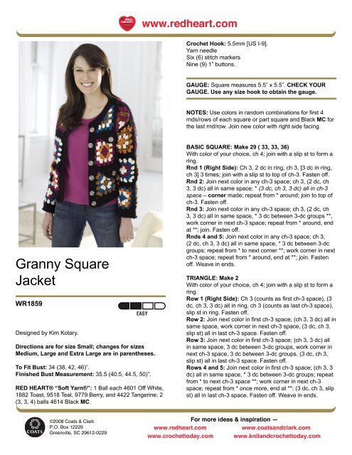 Red Heart Granny Square Jacket Pattern