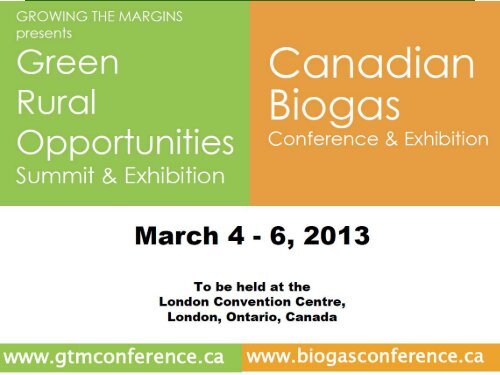 Green Rural Opportunities GRO Summit and Canadian Biogas ...