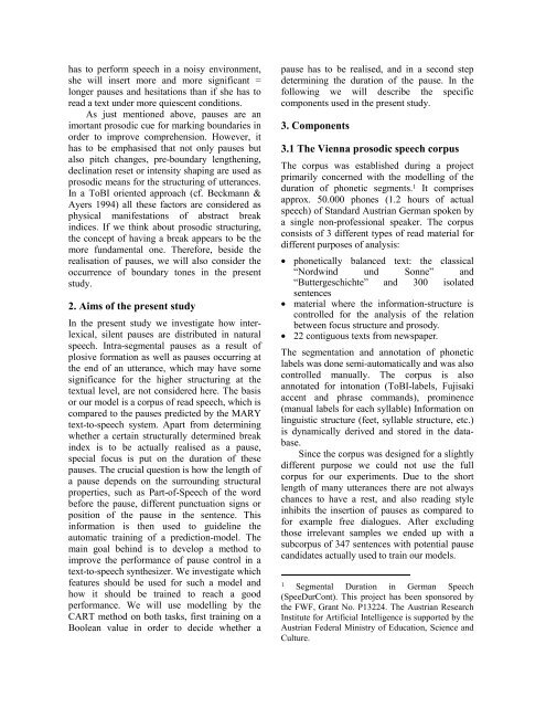 Have a break! Modelling pauses in German Speech. - ResearchGate