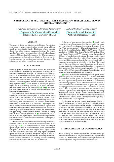 A Simple and Effective Spectral Feature for Speech Detection ... - OFAI