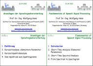 Grundlagen der Sprachsignalverarbeitung Prof. Dr. Ing ... - OFAI