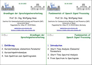 Grundlagen der Sprachsignalverarbeitung Prof. Dr. Ing ... - OFAI