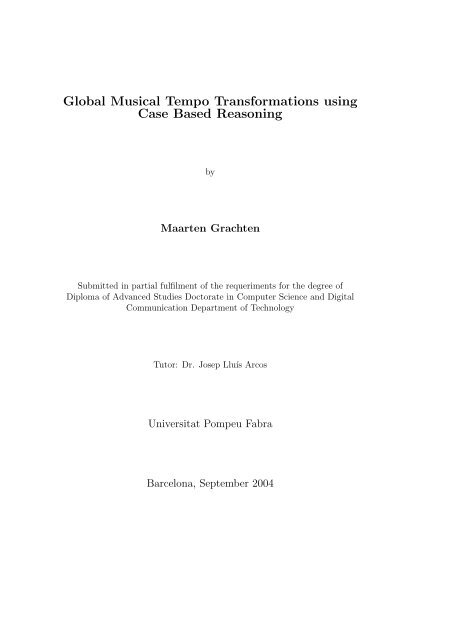 Global Musical Tempo Transformations using Case Based ... - OFAI