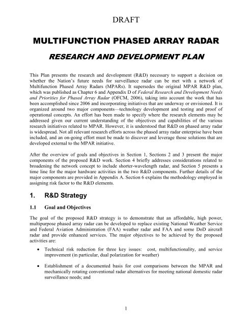 DRAFT MULTIFUNCTION PHASED ARRAY RADAR