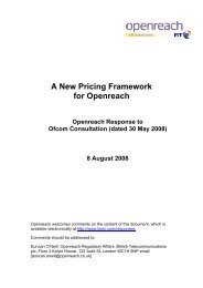 A New Pricing Framework for Openreach - Ofcom