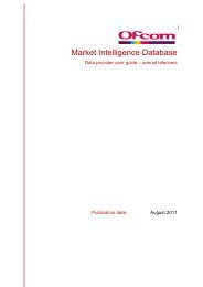 Market Intelligence Database : Data provider user guide - Ofcom