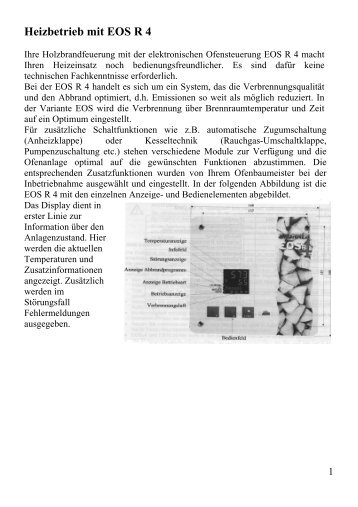 Bedienungsanleitung EOSr4 - Ofen Innovativ