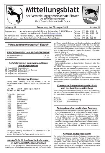 Mitteilungsblatt - Verwaltungsgemeinschaft Ebrach