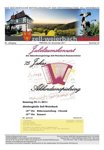 Jubiläumskonzert 75 Jahre Akkordeonspielring - Zell-Weierbach