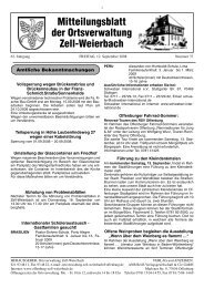 Mitteilungsblatt der Ortsverwaltung Zell-Weierbach